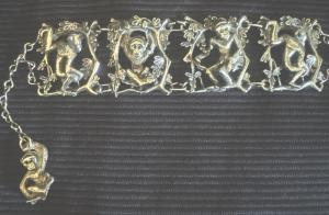 Whimsical Monkey Art Deco Bracelet