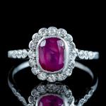 Edwardian Ruby and Diamond Cluster Ring