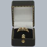 1915 Antique Diamond Ruby Navette Ring in Gold