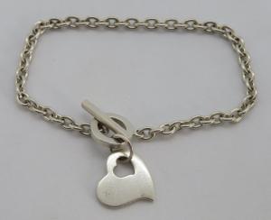 Vintage Art Deco Sterling Silver Heart Bracelet