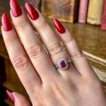 Edwardian Ruby and Diamond Cluster Ring