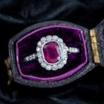 Edwardian Ruby and Diamond Cluster Ring
