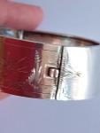 Victorian Engraved Sterling Silver Bird Bangle