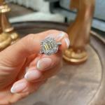Emerald Cut Moissanite Halo Engagement Ring