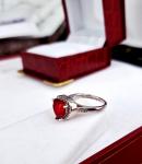 Unique Heart Ruby Anniversary Ring in White Gold