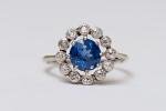Edwardian Sapphire and Diamond Cluster Ring
