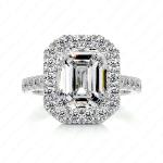 Emerald Cut Moissanite Halo Engagement Ring
