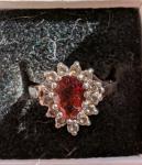 1912 Pear Garnet Silver Ring by Adie & Lovekin