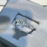 Emerald Moissanite Three-Stone Engagement Ring in White Gold
