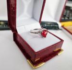 Unique Heart Ruby Anniversary Ring in White Gold