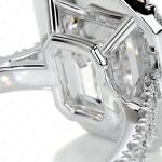 Emerald Cut Moissanite Halo Engagement Ring