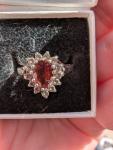 1912 Pear Garnet Silver Ring by Adie & Lovekin