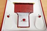 Unique Heart Ruby Anniversary Ring in White Gold