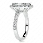 Emerald Cut Moissanite Halo Engagement Ring