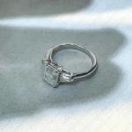 Emerald Moissanite Three-Stone Engagement Ring in White Gold