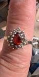 1912 Pear Garnet Silver Ring by Adie & Lovekin