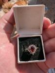 1912 Pear Garnet Silver Ring by Adie & Lovekin