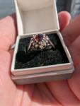 1912 Pear Garnet Silver Ring by Adie & Lovekin