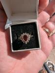 1912 Pear Garnet Silver Ring by Adie & Lovekin