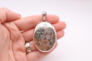 Victorian Silver Photo Locket Pendant, Birmingham 1876
