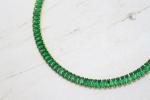 Vintage Green Rhinestone Gold Tennis Necklace
