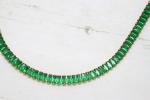 Vintage Green Rhinestone Gold Tennis Necklace