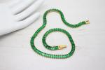 Vintage Green Rhinestone Gold Tennis Necklace