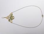 Art Nouveau Silver Tone Green Enamel Pendant Necklace