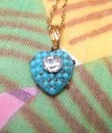 Victorian Heart Necklace with Turquoise & Paste