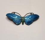 Blue Guilloche Antique Butterfly Brooch Pin