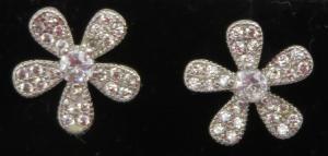 Vintage Art Deco Sterling Silver Flower Earrings