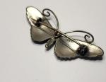 Blue Guilloche Antique Butterfly Brooch Pin