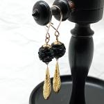 Victorian Whitby Jet Earrings in 9ct Gold