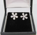 Vintage Art Deco Sterling Silver Flower Earrings