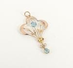 Edwardian 9ct Gold Lavalier Pendant with Blue Stones