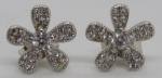Vintage Art Deco Sterling Silver Flower Earrings