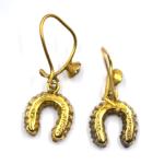 Victorian 9ct Gold Diamante Paste Horse Shoe Earrings