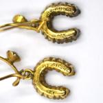Victorian 9ct Gold Diamante Paste Horse Shoe Earrings