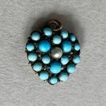 Victorian Turquoise & Pearl Heart Pendant in Gold