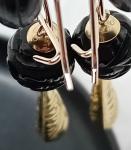 Victorian Whitby Jet Earrings in 9ct Gold
