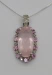 Vintage 9 Carat White Gold Pink Quartz Pendant