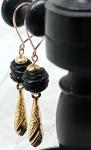 Victorian Whitby Jet Earrings in 9ct Gold