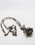Antique Silver Spinning Fob Pendant with Bloodstone