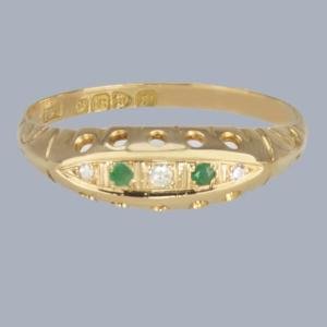 Emerald and Diamond Five-Stone Ring in 18ct Gold