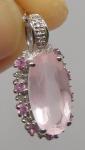 Vintage 9 Carat White Gold Pink Quartz Pendant