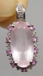 Vintage 9 Carat White Gold Pink Quartz Pendant