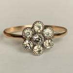 Antique Art Deco 9ct Gold Daisy Ring