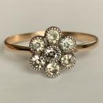 Antique Art Deco 9ct Gold Daisy Ring
