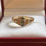 Victorian 15ct Gold Seed Pearl & Turquoise Ring
