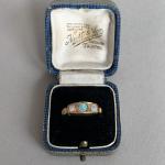 Edwardian 18ct Gold Opal Diamond Ring Size R